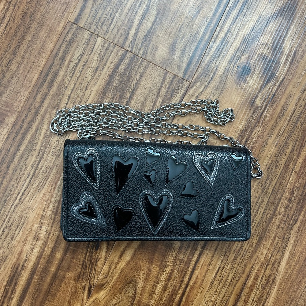 Black Heart-Embellished Clutch